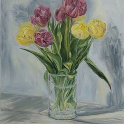 Tulips oil painting flowers artwork on canvas