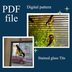 Blue Titmouse Suncatcher/ Digital Download/ Stained glass pattern template/ PDF file/ DIY/Printable pattern