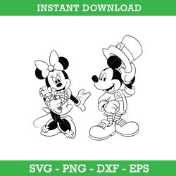 Mickey And Minnie St Patrick's Day Outline Svg, Mickey And Minnie Lucky Svg, Saint Patrick's Day Disney Svg
