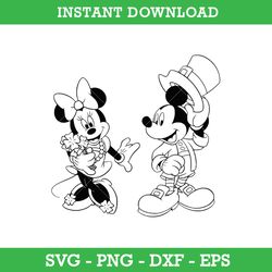 mickey and minnie st patrick's day outline svg, mickey and minnie lucky svg, saint patrick's day disney svg