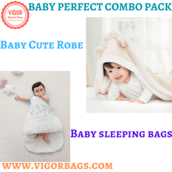Cute Robe For your New born Baby & Cotton Baby sleeping bags Combo (Only For US Customers)