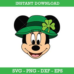 Minnie Face Saint Patrick's Day Svg, Minnie Lucky Svg, Saint Patrick's Day Disney Svg, Instant Download