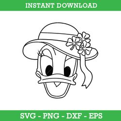 Daisy Duck Face St Patrick's Day Outline Svg, Daisy Lucky Svg, Saint Patrick's Day Disney Svg, Instant Download