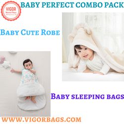 Cute Robe For your New born Baby & Cotton Baby sleeping bags Combo (Only For International Customers)