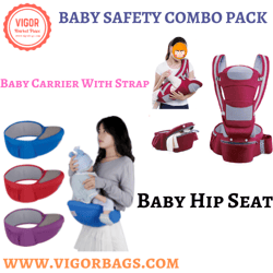 Baby Carrier With Strap & Baby Hip Seat Carrier with Pockets Ergonomic Infant Waist Combo (Only For US Customers)