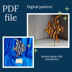 Fish Suncatcher/ Digital Download/ Stained glass pattern template/ PDF file/ DIY/Printable pattern