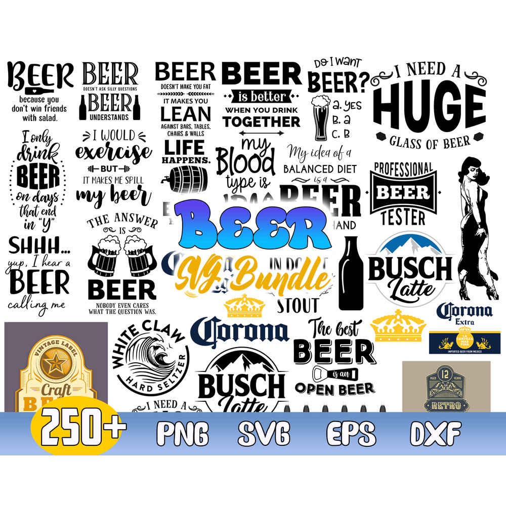 Beer Bundle Svg, Beer Quotes Svg, Beer Mug Svg, Drink Svg Png Dxf Eps Digital File.jpg