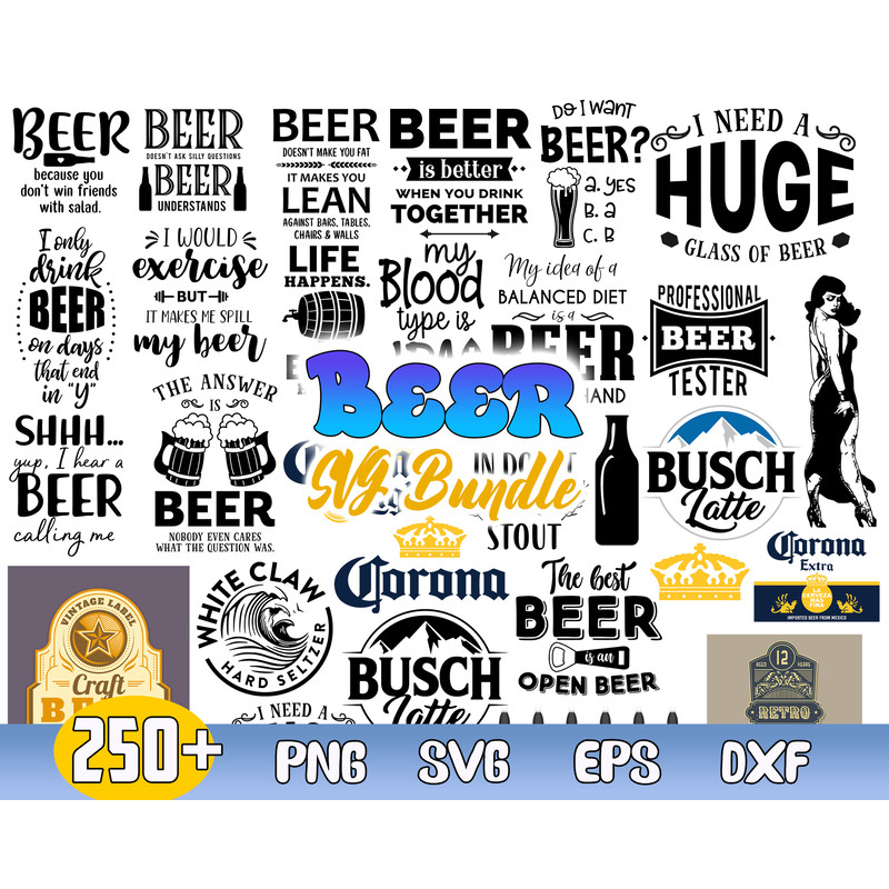 Beer Bundle Svg, Beer Quotes Svg, Beer Mug Svg, Drink Svg Png Dxf Eps Digital File.jpg
