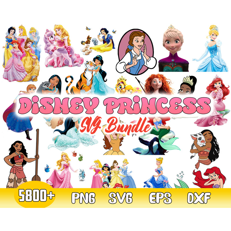 Bundle Disney Princess Svg, Princess Svg, Princess Character Svg, Princess Vector, Clipart, File For Cut.jpg