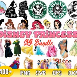 Disney Princess Bundle Svg, Princess Svg, Princess Starbucks Svg, Princess Character Svg