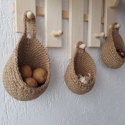 potato, onion storage. hanging basket. wall pocket. rv storage. hanging wall basket. hanging fruit basket.