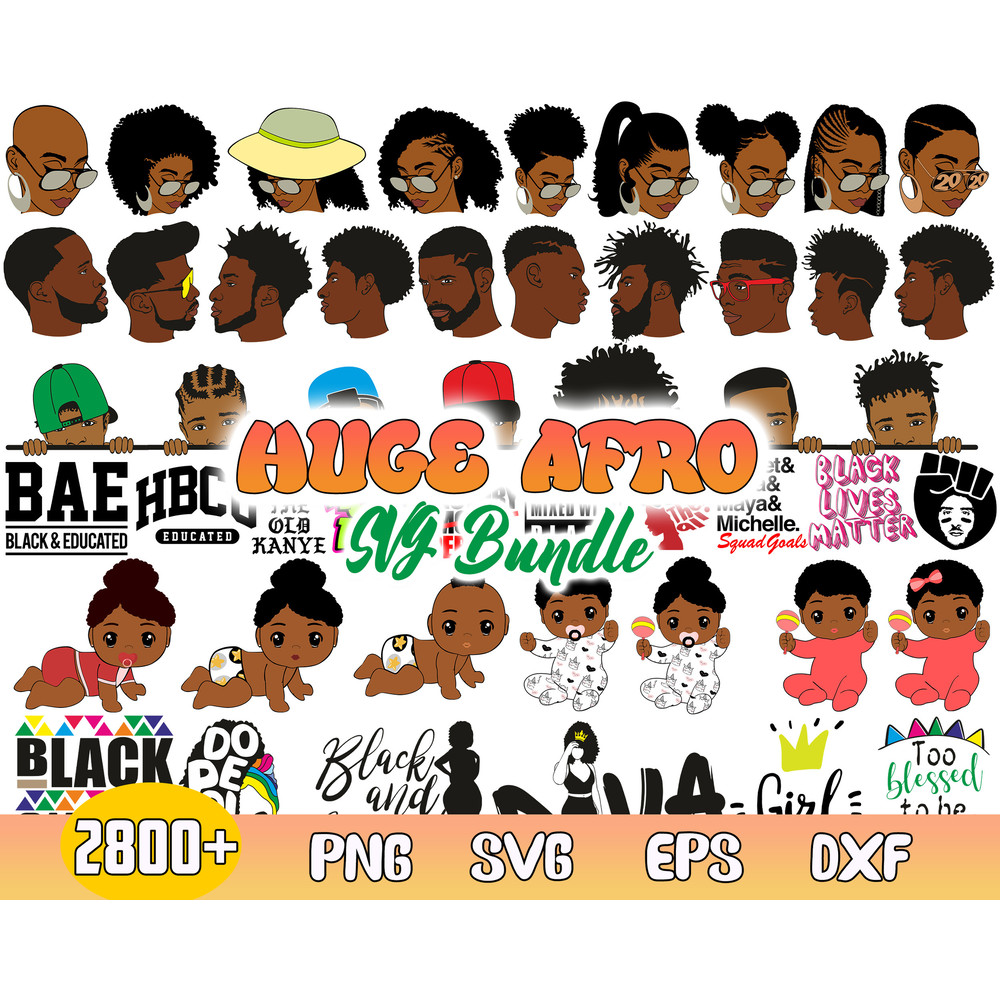 Huge Afro Mega Bundle Svg, Afro Man, Afro Women Svg, Afro Kids Svg, Png Dxf Eps File.jpg