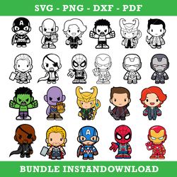 Chibi Avengers Bundle Svg, Avengers Svg, Superhero Svg, Marval Svg, Png Dxf Eps, Instant Download