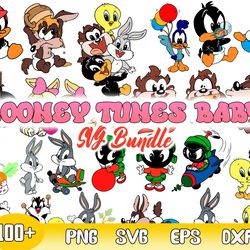 looney tunes baby bundle svg, looney tunes svg, baby looney svg, png dxf eps file