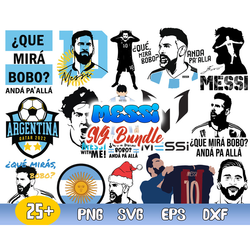 Messi Bundle Svg, Lionel Messi Svg, Soccer SVG, Football Argentina Svg Png Dxf Eps File.jpg