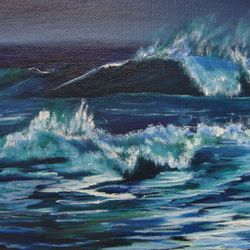 Nautical Oil Painting Nautical Art 12*22 inch Sea Waves Painting