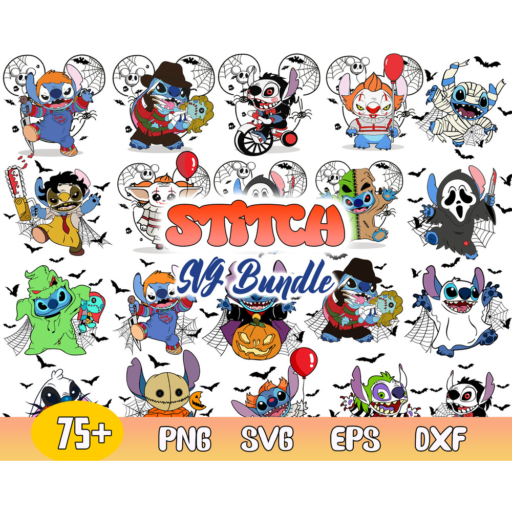 Stitch Halloween Bundle Svg, Horror Stitch Svg, Stitch Character Horror Movies Svg, Png Dxf Eps File.jpg