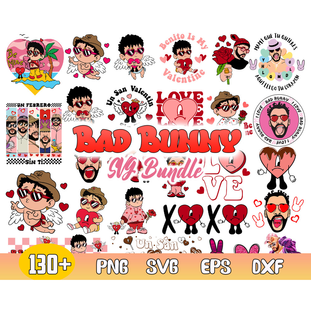 Valentine Bad Bunny Bundle Svg, Benito Valentine Svg, Baby Benito Svg, Valentine's Day Svg .jpg