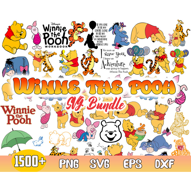 Winne The Pooh Bundle Svg, Pooh Bear Svg, Tigger Svg, Eeyore Svg, Piglet Svg, Instant Dowload.jpg