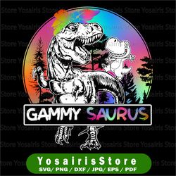 gammy saurus png, funny dino tie dye bandana png, mother's day png, t-rex dinosaur png, grammy png