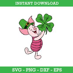 Piglet St Patrick's Day Svg, Piglet Retro Shamrock Svg, Saint Patrick's Day Disney Svg, Instant Download