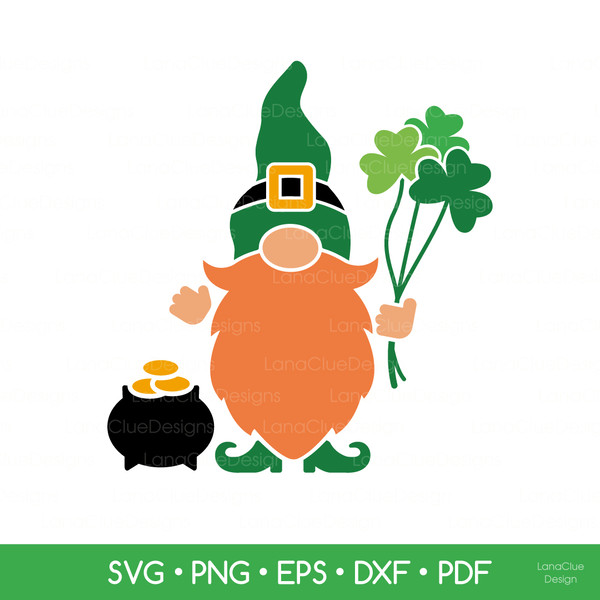 gnome with red beard and shamrock