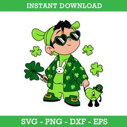 st. patrick's baby benito svg, benito retro shamrock svg, bad bunny lucky svg png eps dxf file