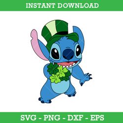 stitch st patrick's day svg, stitch leprechaun hat svg, saint patrick's day disney svg, instant download