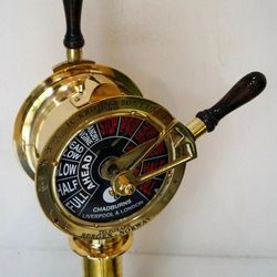 Vintage Brass 42" Inches Telegraph Navy Ship Engine Room Brass finish Telegraph With Wooden Base
