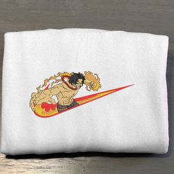 ace nike embroidered crewneck, one piece embroidered sweatshirt, inspired embroidered manga anime hoodie