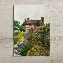 Original Garden Watercolor Painting, Original Cottagecore Art, Cottagecore Wall Decor, Magic Garden Art