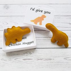 Dino nugget plush, Pocket hug in a box, Food pun cards, Funny gifts for him, Funny boss gift, Funny coworker gift, Puns