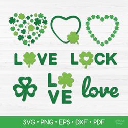 St Patrick's Day Love Bundle SVG - 8 items, Heart with Shamrock SVG