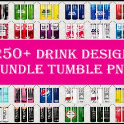 250 file Tumbler Drink Designs Bundle PNG High Quality, Designs 20 oz sublimation Bundle Design Template for Sublimation