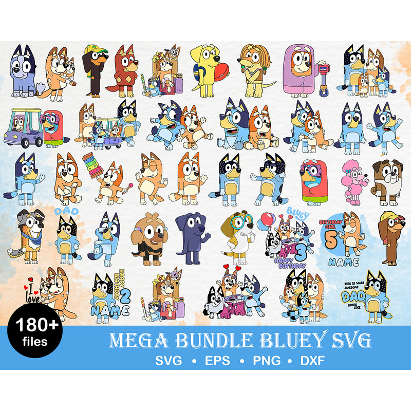 180 Bluey svg, Bluey vector, bluey alphabeth, bluey cutfile, bluey clipart, bluey bundle, Instant download.jpg