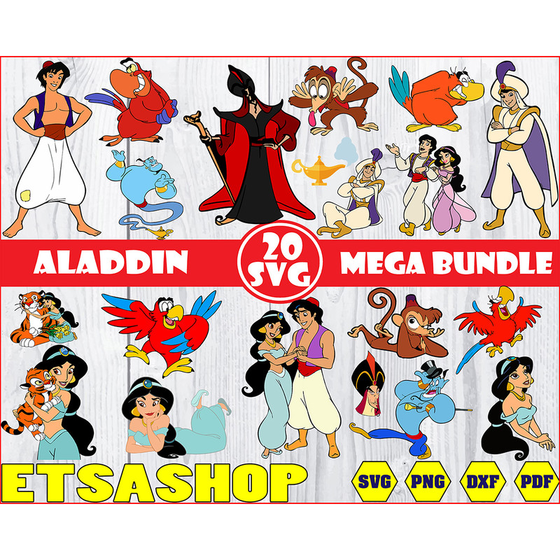 20 Aladdin svg, Aladdin svg bundle, disney svg, Cricut, Clipart, Digital Download, High quality, Instant download .jpg