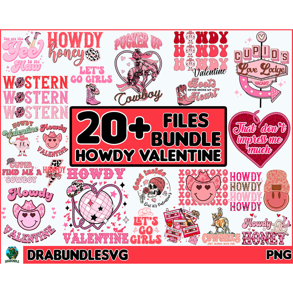 20 Howdy Valentine Png Bundle, Valentine Png, Western Valentine Png Bundle, Happy Valentine's Day Png, Let's Go Girl Png Instant download.jpg
