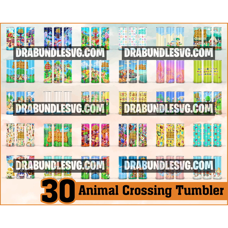 30 Animals Crossing 20oz Skinny Straight &Tapered Designs,Sublimation tumbler designs,Animals Tumbler designs,Animals Crossing PNG.jpg