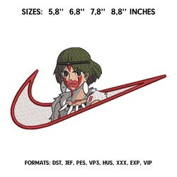 princess mononoke embroidery design file, princess mononoke anime embroidery design, machine embroidery, anime design pe