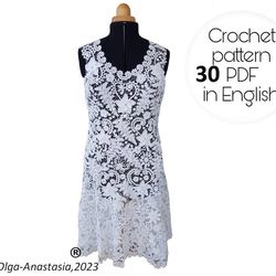 Wedding white dress Irish lace crochet pattern , crochet dress pattern , crochet lace pattern , crochet  lace