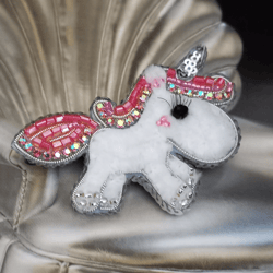 Unicorn brooch, White horse, Accessory on a pin, Gift for her, Decoration for clothes, Children's toy,Jewelry for a girl