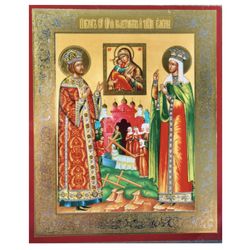 Saint Constantine and Saint Helen | Handmade Russian icon  | Size: 2,5" x 3,5"