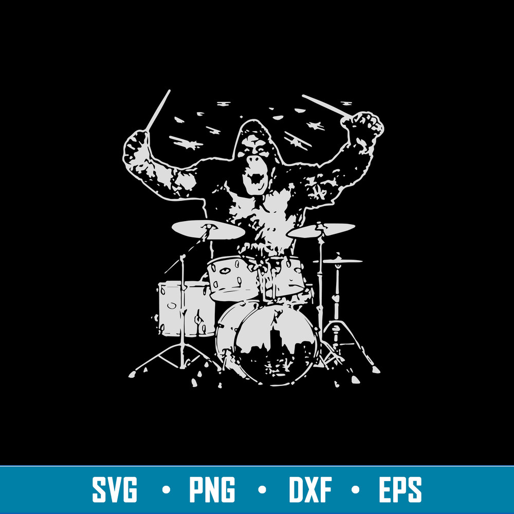 King Kong Playing Drums Svg, Kinh Kong Svg, Png Dxf Eps File.jpg