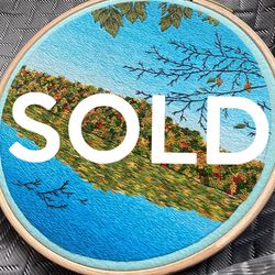 Commission for Nate , embroidered landscape, embroidery art,  wall decor, landscape embroidery
