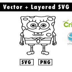 carton spongebob squarepants svg, png files for cricut machine , anime svg , manga svg
