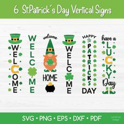 St Patrick's Day Vertical Signs SVG - 6 items, St Patricks Day Porch Board Design