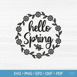 Hello Spring SVG Cut File, Round Spring Sign SVG