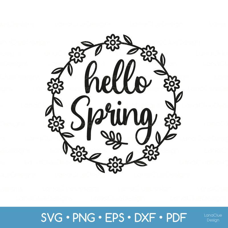 words hello spring with flowers