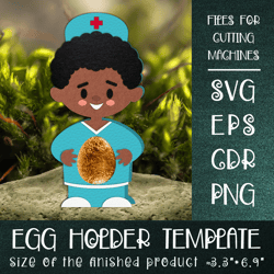 Black Man Doctor | Egg Holder template SVG