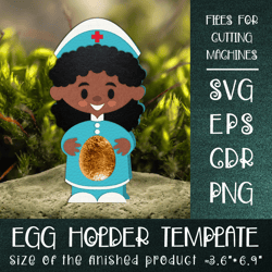 Black Woman Nurse | Egg Holder template SVG